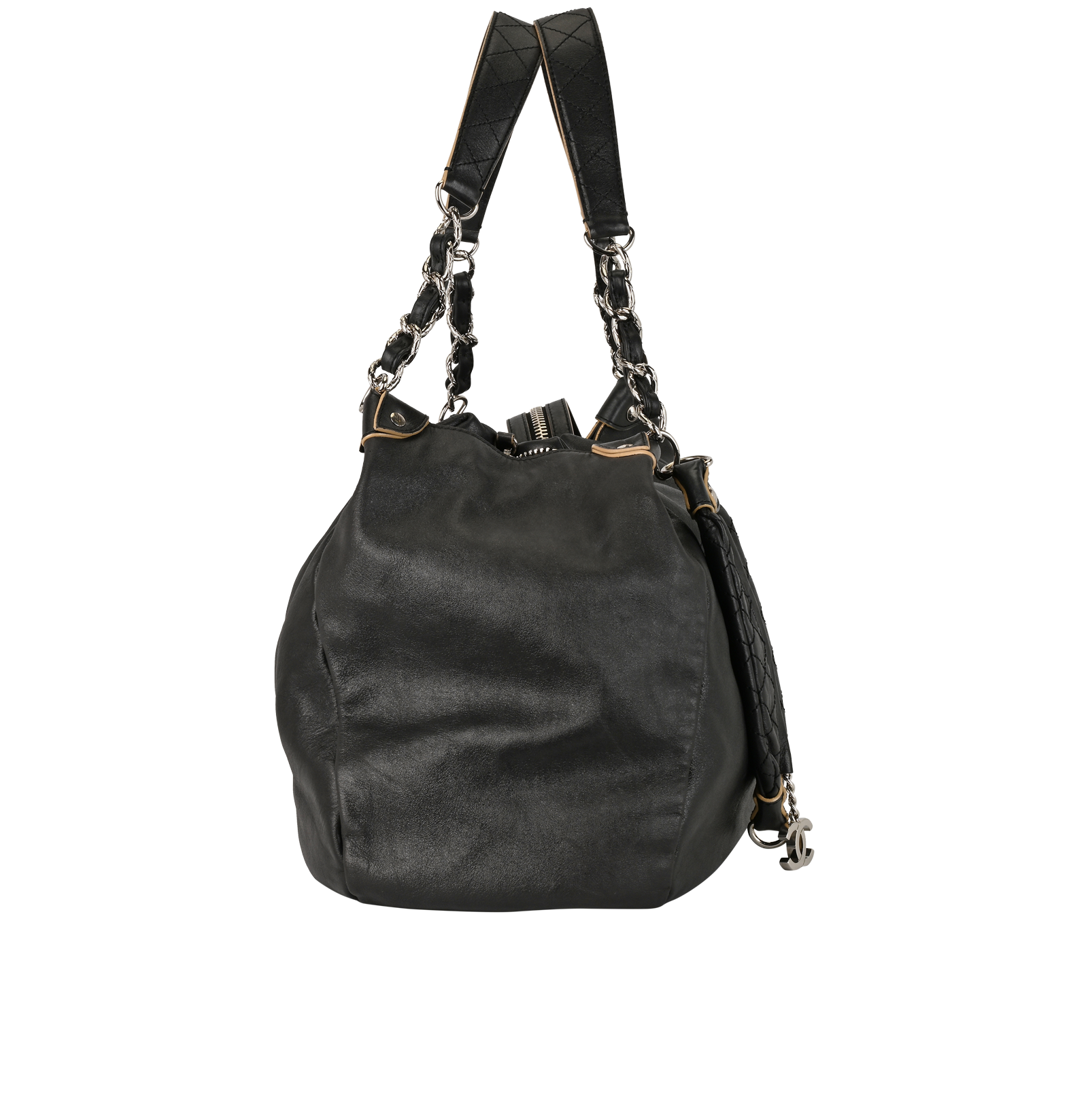 Petite Timeless Tote, &pound;1,900, Handbags, Black, Caviar Leather, Side view